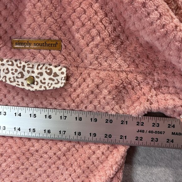 Simply Southern Pink Fleece Pullover Leopard Trim XL Womens Super Soft & Cozy - Picture 4 of 10